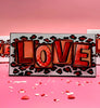 Textured Love blocks with red leopard print