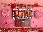 Textured Love blocks with red leopard print