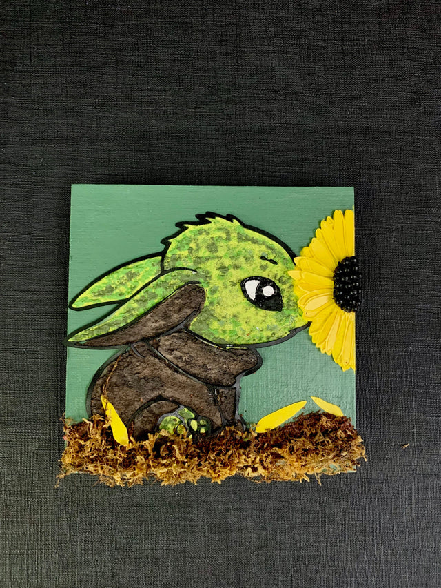 Baby Green Monster textured art magnet