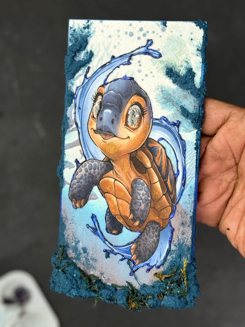 Underwater Cute Turtle Swirl 4x8 texture based