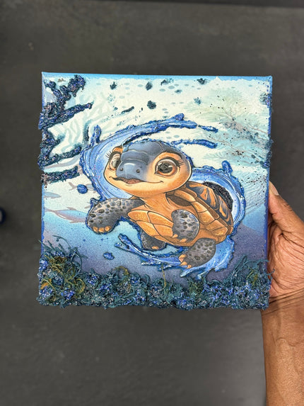 Underwater Cute Turtle Swirl 10x10