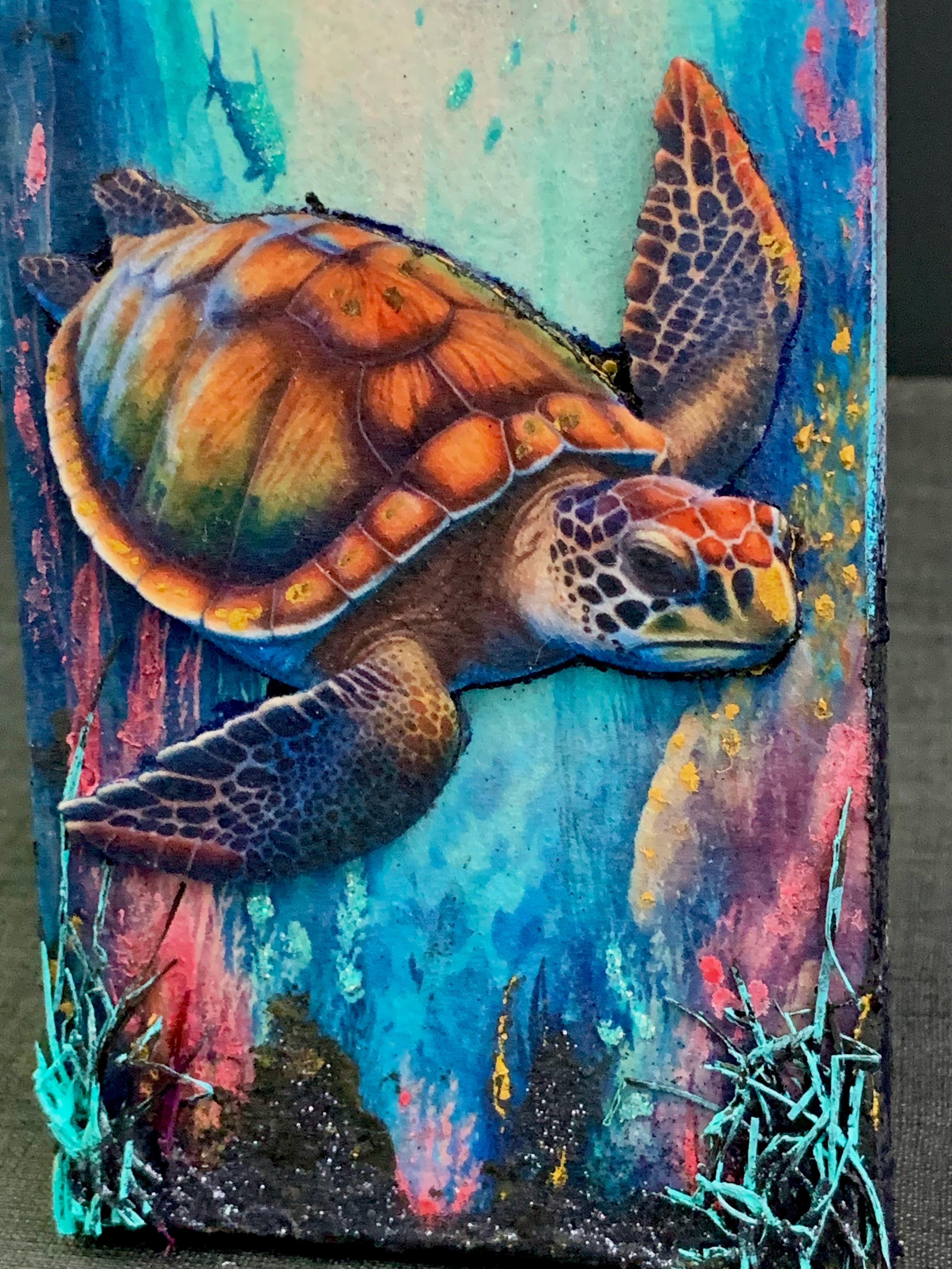 Underwater Sea Turtle Life 4x8