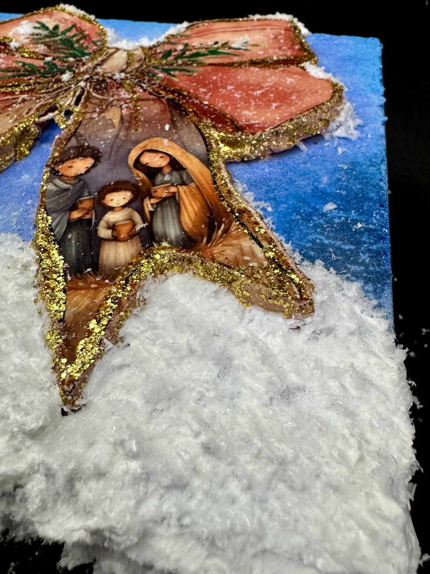 Textured Christmas Jesus Bow 10x10 canvas