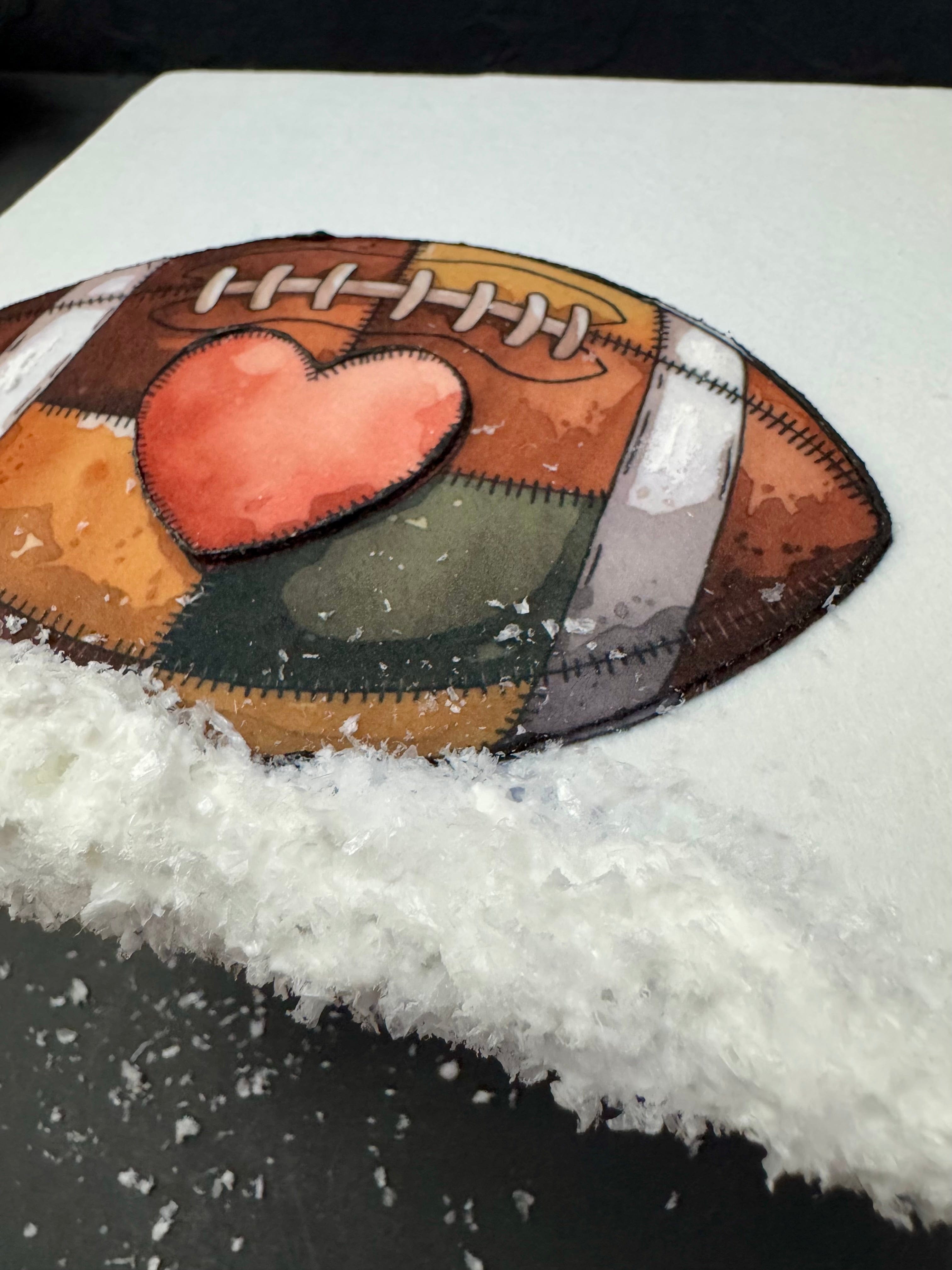 Personalized Patchwork Football In Snow Decor