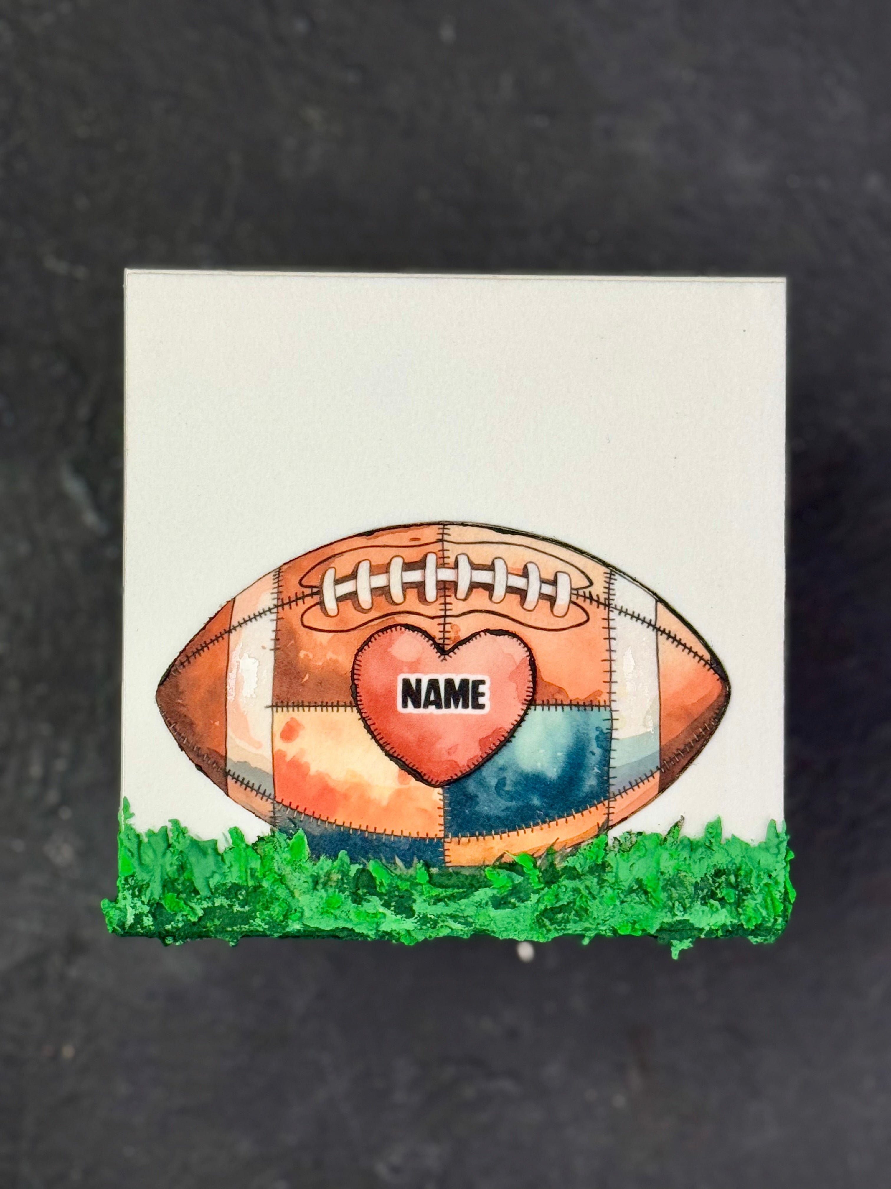 Personalized Patchwork Football In Grass Decor (Copy)