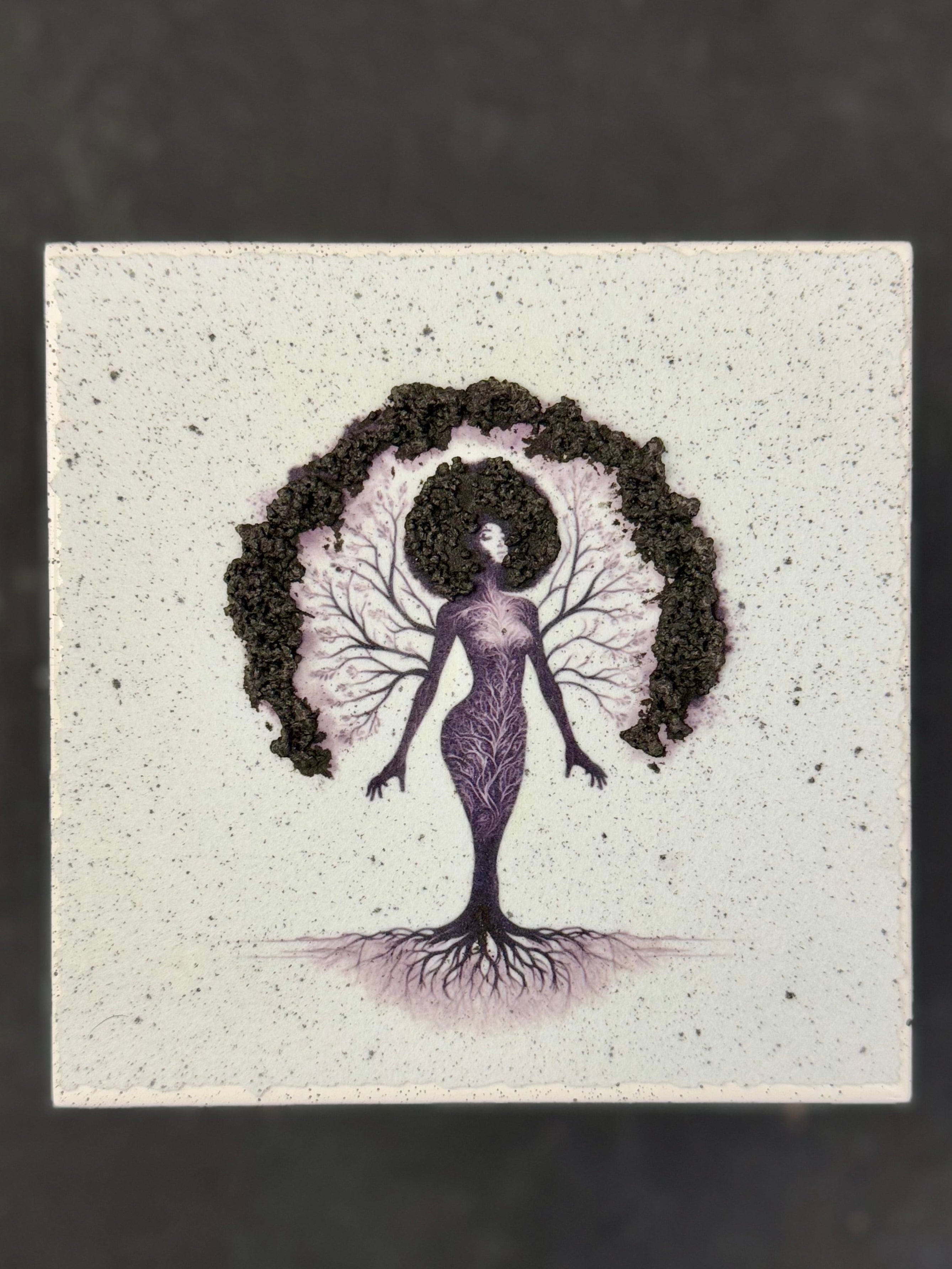 Rooted Essence - Tree of Life Textured Art 6x6 ceramic tile