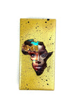 Textured African Woman island on gold ceramic tile background