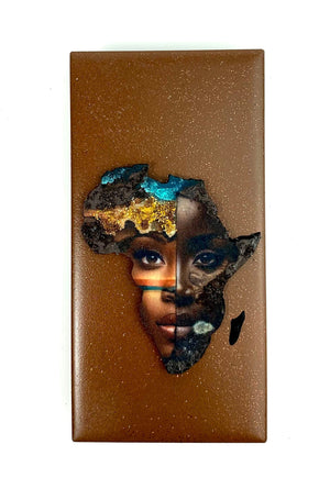 Textured African Woman island on brown ceramic tile background