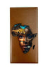 Textured African Woman island on brown ceramic tile background