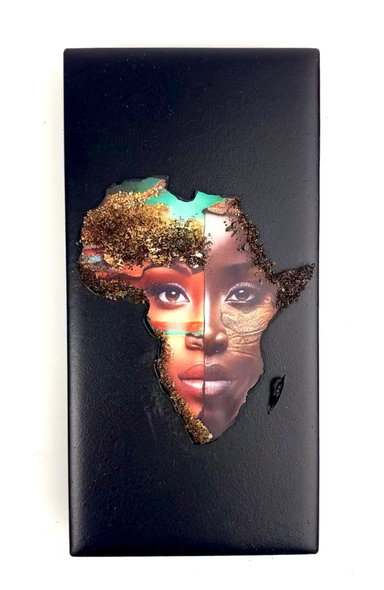 Textured African Women island on black ceramic tile background