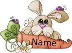 Personalized Digital Bunny on Carrot with name