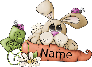 Personalized Digital Bunny on Carrot with name