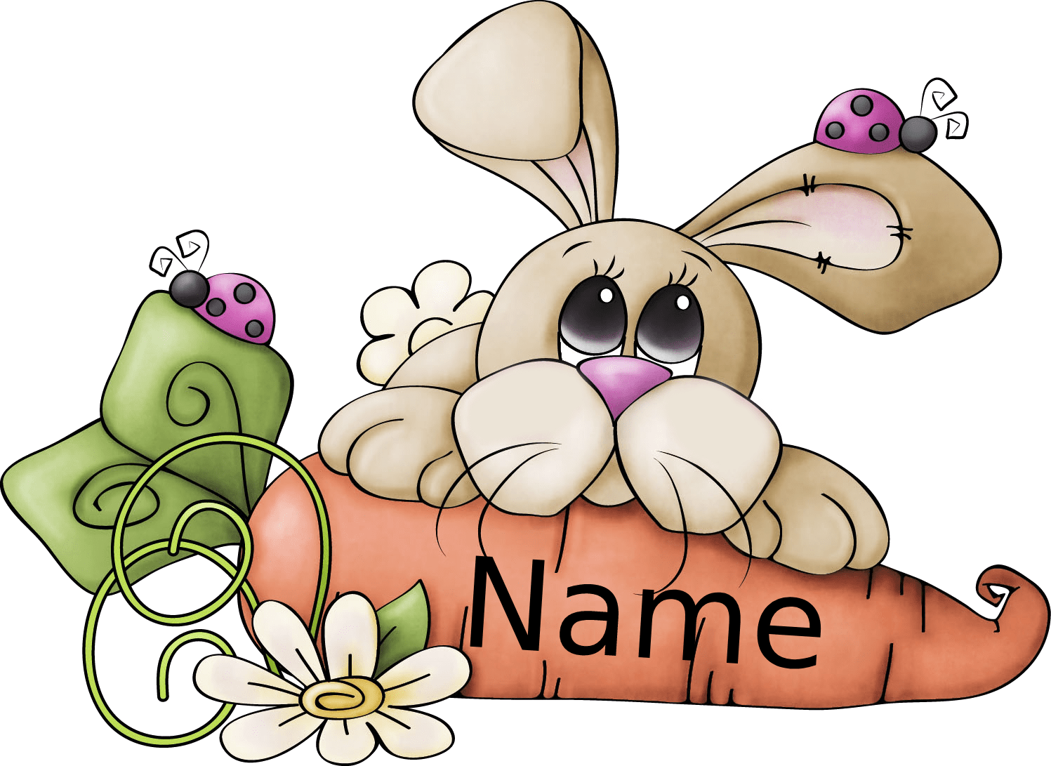 Personalized Digital Bunny on Carrot with name