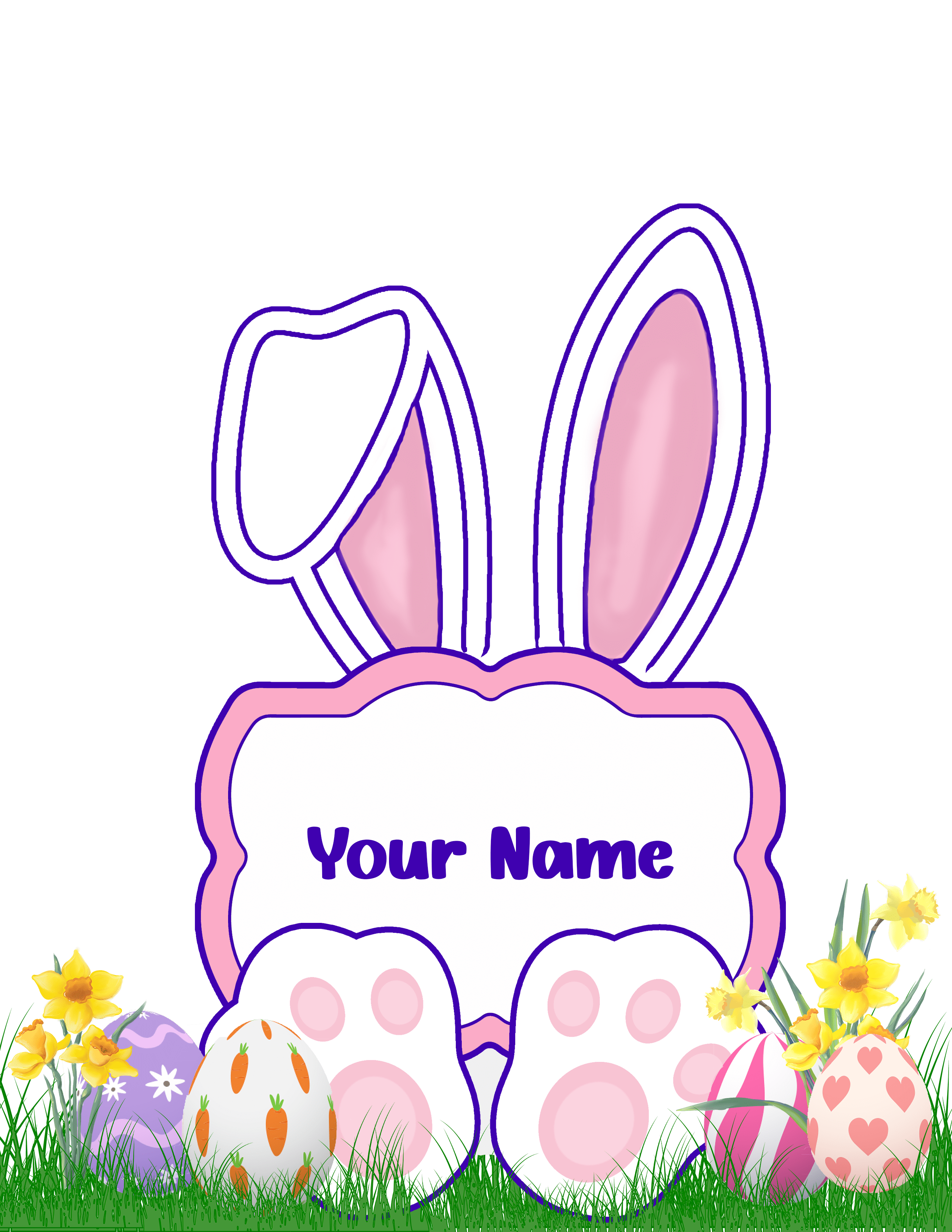 Personalized Digital Easter Bunny Name Tag Poster