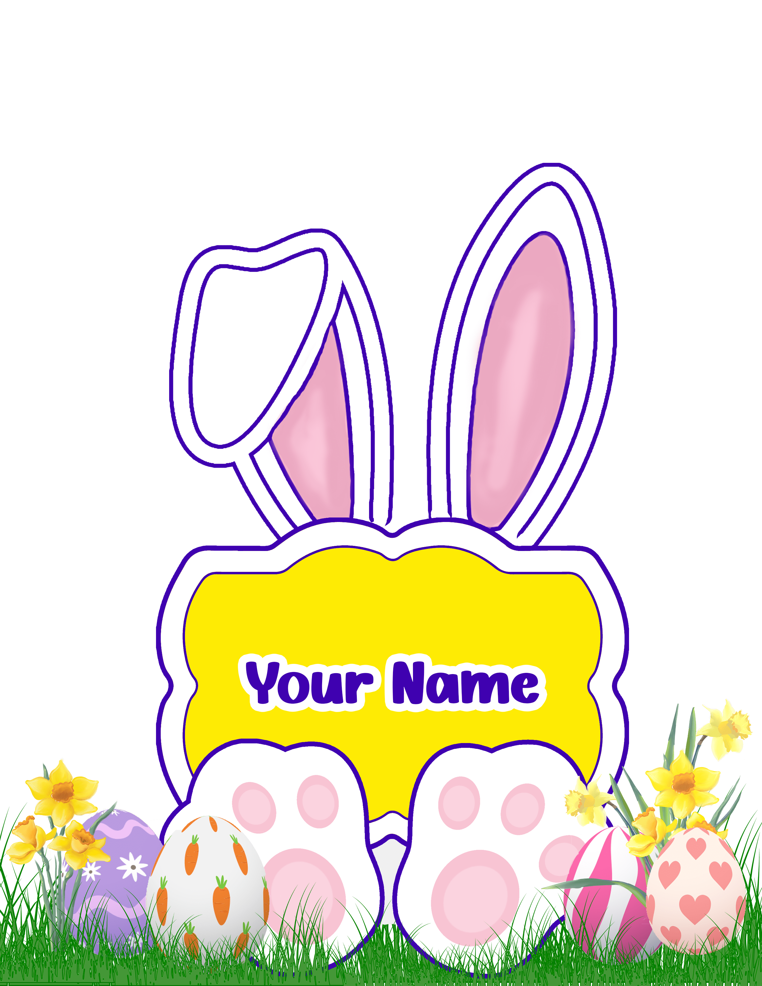 Personalized Digital Easter Bunny Name Tag Poster